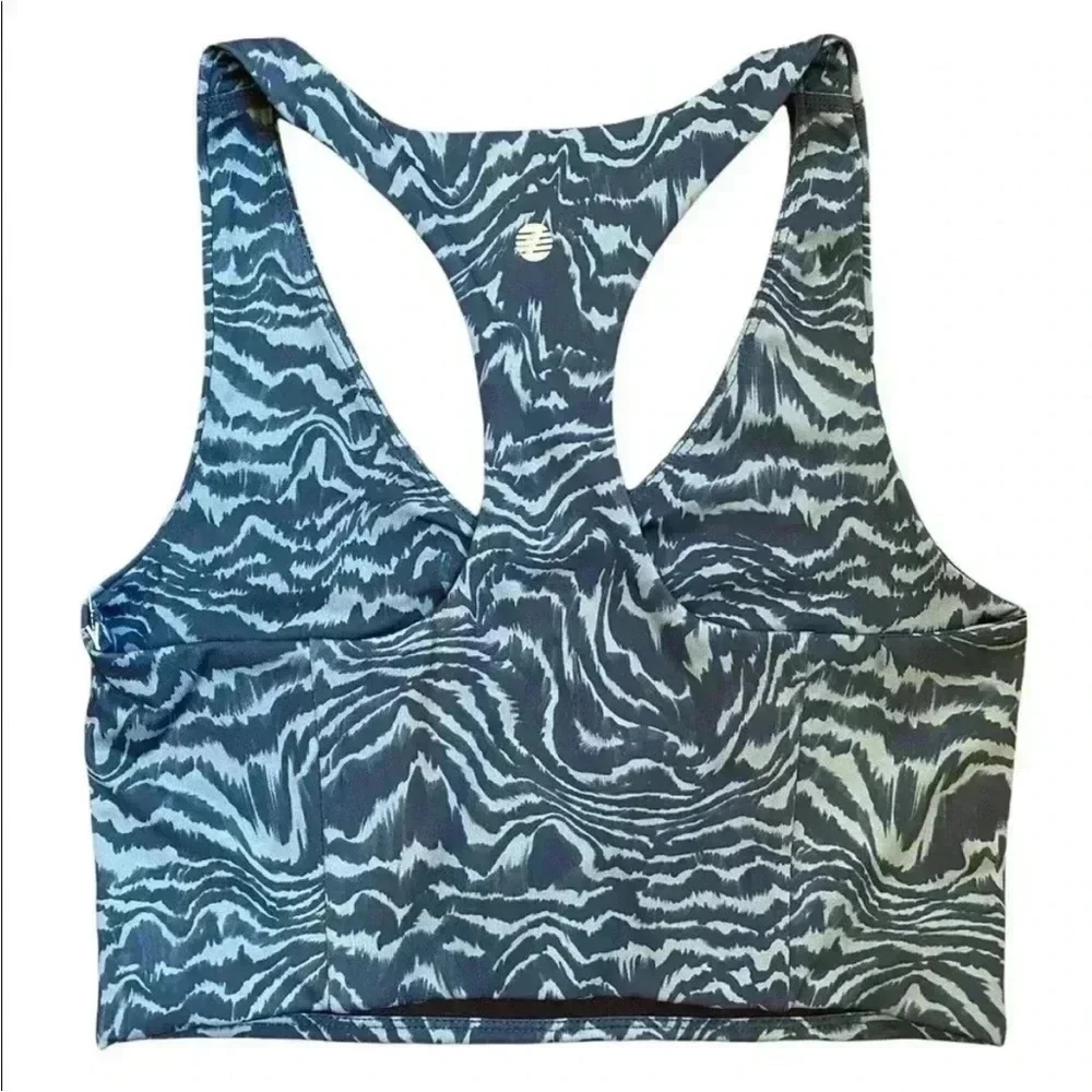NWT Z by Zellla Wiress Racerback Sports Bra Blue Animal Print size Small